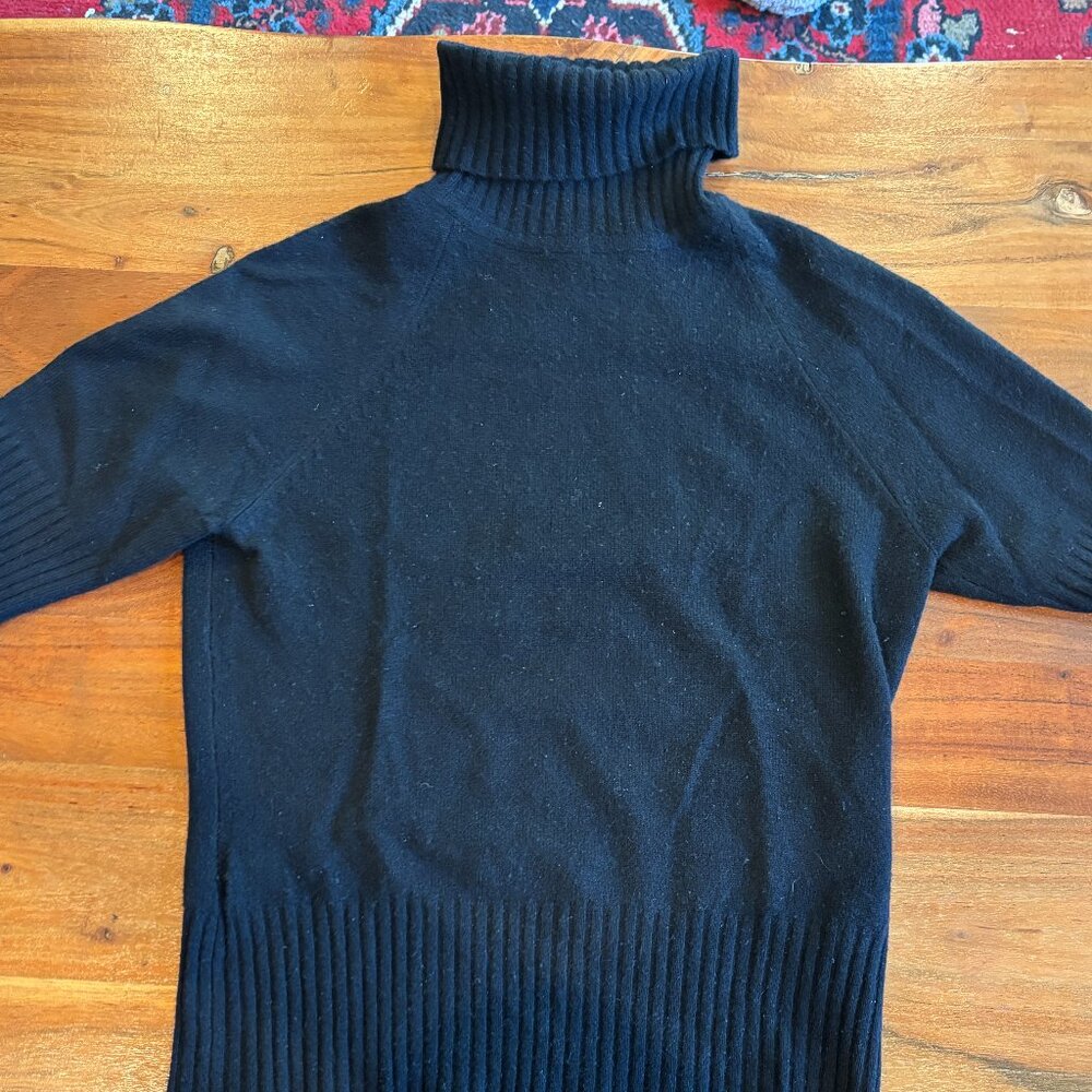 Mark Shale XS Black Turtleneck 100% Cashmere Short Sleeve Women's Sweater